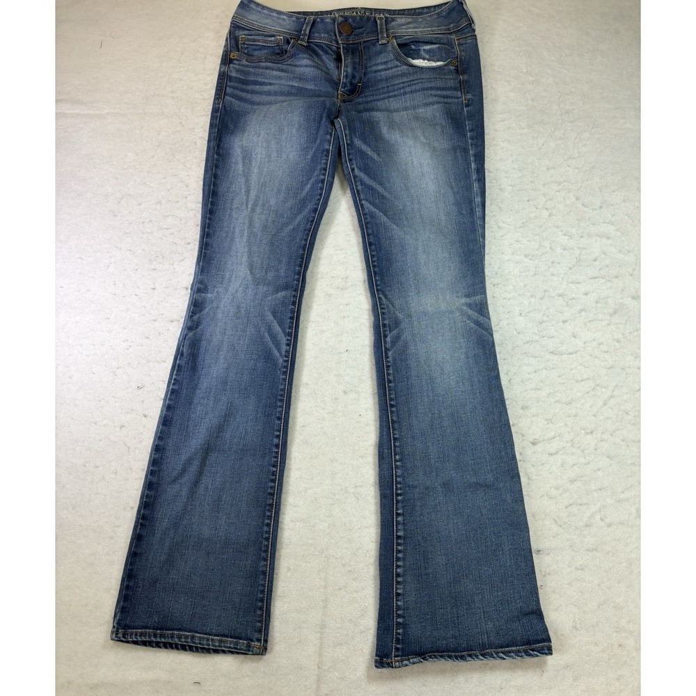 American Eagle Kick Boot Super Stretch Jeans Med Wash Denim Womens 6 Long